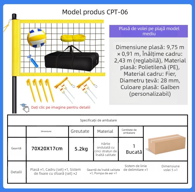 Set portabil de plasă pentru volei: structură din nylon, poliester și PVC; cadrul din aliaj de aluminiu, componente din oțel; personalizare disponibilă; marcă Hengfeng Ruichuang