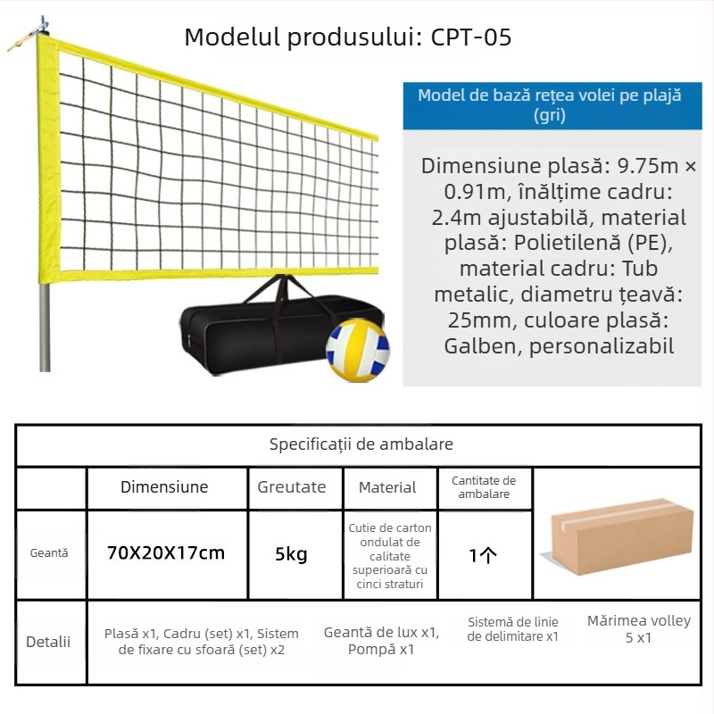 Set portabil de plasă pentru volei: structură din nylon, poliester și PVC; cadrul din aliaj de aluminiu, componente din oțel; personalizare disponibilă; marcă Hengfeng Ruichuang