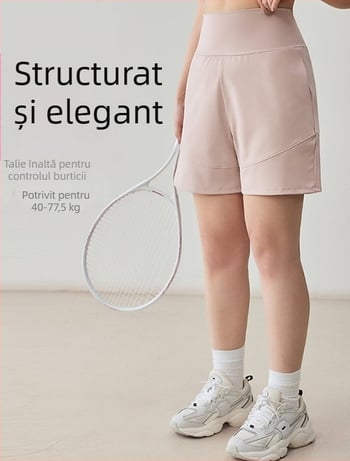 Șorturi sportive pentru femei plus size, uscare rapidă, lungime medie pentru yoga și alergare, croială lejeră, șorturi badminton, compoziție: nailon 75% și spandex 25%
