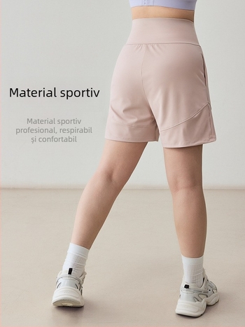 Șorturi sportive pentru femei plus size, uscare rapidă, lungime medie pentru yoga și alergare, croială lejeră, șorturi badminton, compoziție: nailon 75% și spandex 25%