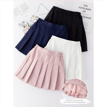 Fustă plisată pentru copii din chiffon cu elastan (<30%), stil College, vârste 3–8 ani, vară 2024