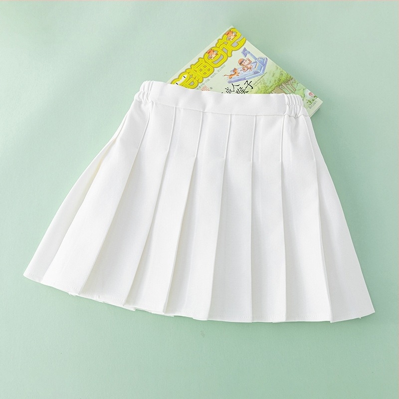 Fustă plisată pentru copii din chiffon cu elastan (<30%), stil College, vârste 3–8 ani, vară 2024