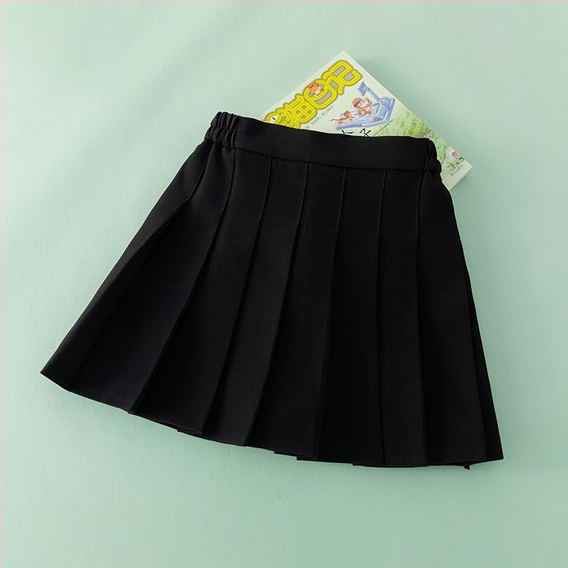 Fustă plisată pentru copii din chiffon cu elastan (<30%), stil College, vârste 3–8 ani, vară 2024