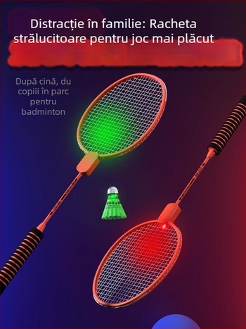 Rachetă de badminton cu luciu luminos, cadru din aliaj de titan ultraușor, șnururi din nailon, greutate 95–100 g, grosime mâner G1