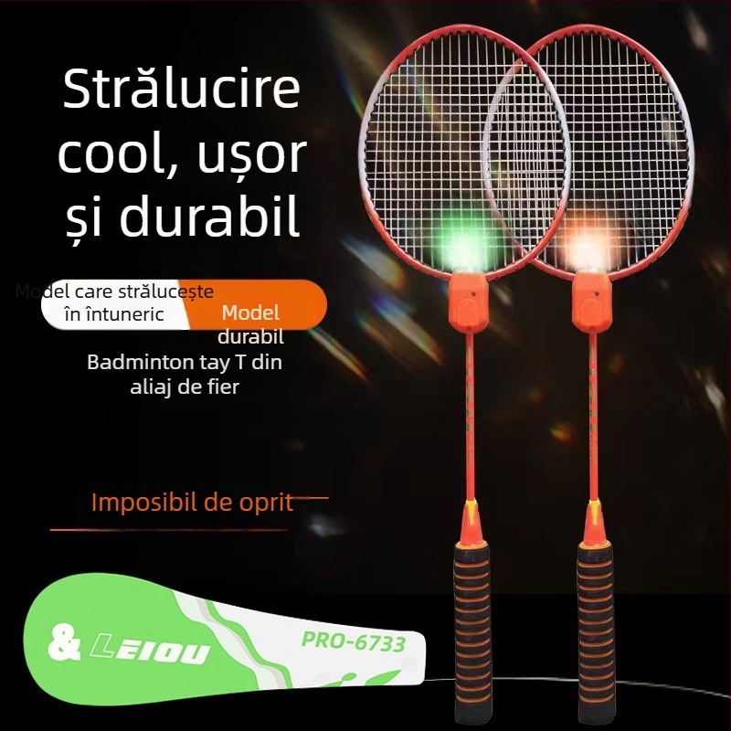 Rachetă de badminton cu luciu luminos, cadru din aliaj de titan ultraușor, șnururi din nailon, greutate 95–100 g, grosime mâner G1