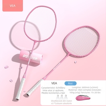 Rachetă de badminton Yingerjian, cadru din aliaj de fier, sfoi nylon, greutate 95–100 g, grosime mâner G-4, duritate moderată, lovitură directă