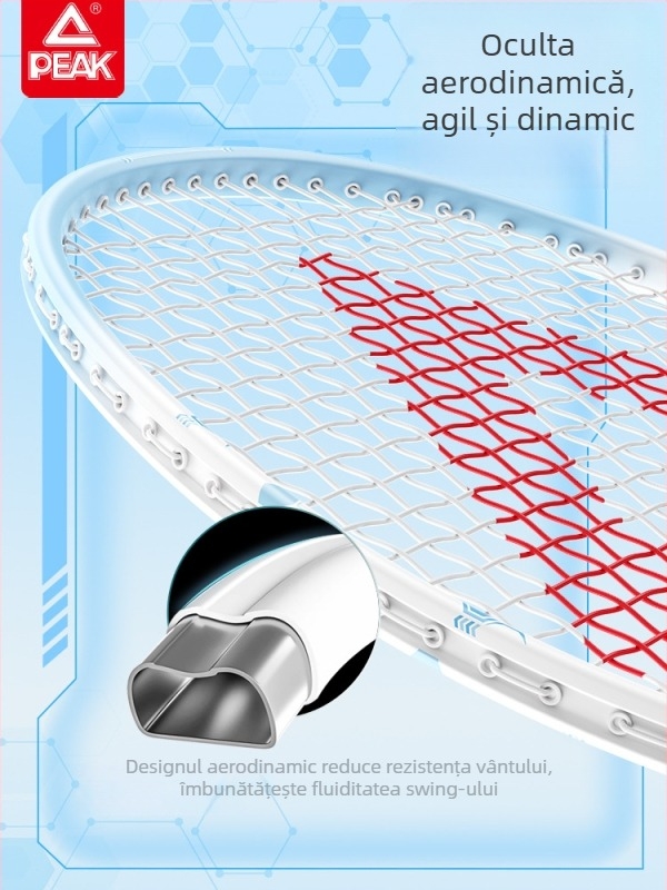 Raquetă de badminton cu cadru din fibră de carbon, șnur nylon, 80-84 g, lovire directă