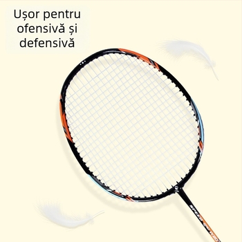Rachetă de badminton – cadru din carbon, greutate 90–94 g, pachet de 2 rachete, tijă dreaptă, pentru începători și avansați