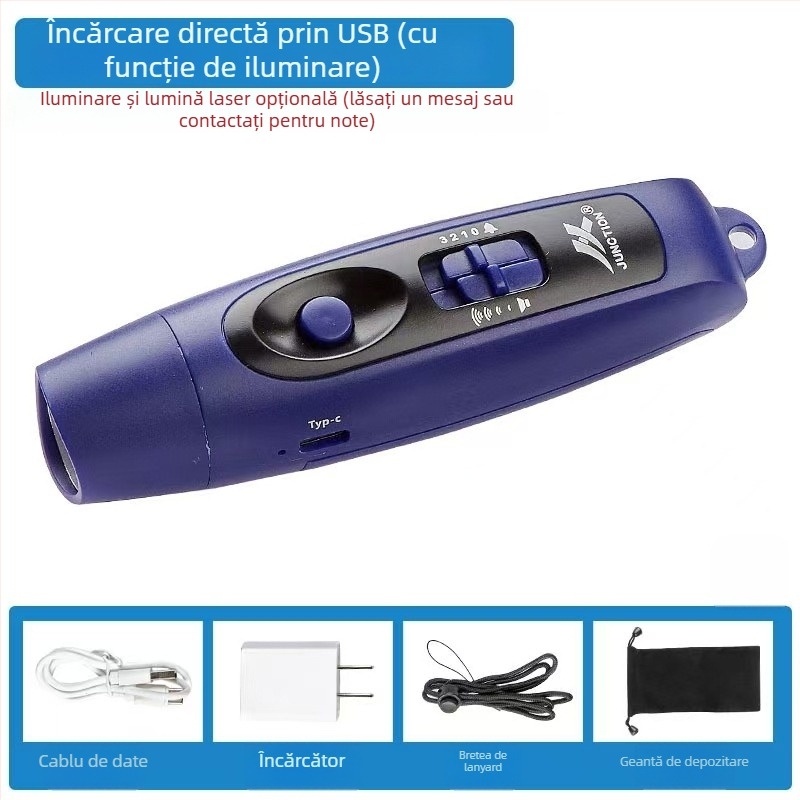 Fluier electronic USB reîncărcabil, cu sunet puternic și lumini (ABS, 95 g, Leisure, Personalizare disponibilă)