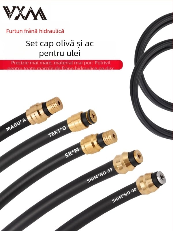 Kit furtun hidraulic frână pentru bicicletă de munte, cu împletitură din nailon și cuplaje cu cap oliv