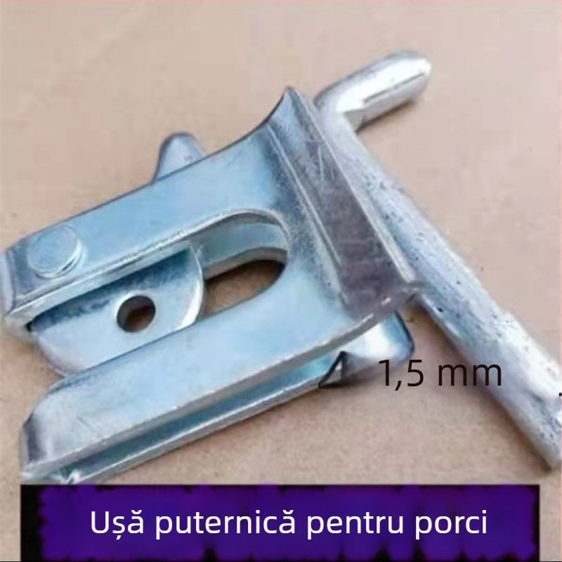 Ușă pentru cotețul porcilor cu încuietoare automată, din alamă + oțel alb electric, argint încrustat, puritate 98 argintiu, iarna 2022