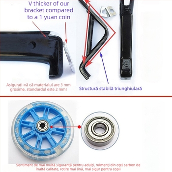 Roată de sprijin metalică pentru bicicletele copiilor — universală, unisex, potrivită pentru copii