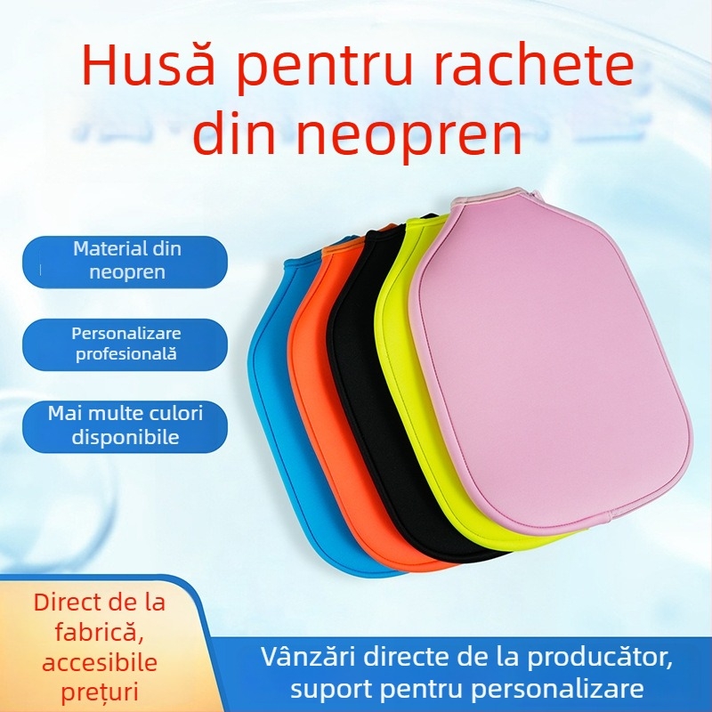 Husă pentru rachete din neopren, impermeabilă, rezistentă la abraziune, portabilă pentru tenis de masă, tenis, pickleball și plajă – Material 79921, Personalizare: Da, Ambalaj: 100