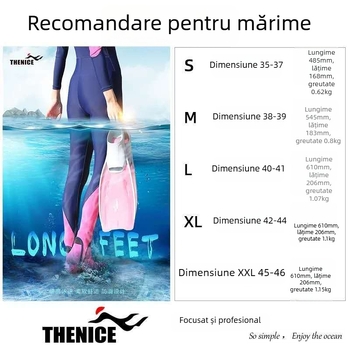 Thenice lame lungi de înot pentru snorkeling și freediving, antiderapante; Materiale: TPR cauciuc, PP; Personalizare disponibilă; Etichetă privată licențiată