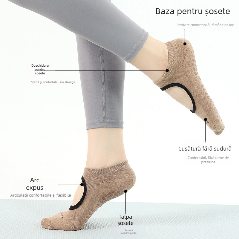 Șosete de yoga antiderapante pentru fitness | bumbac 95–100%, croială cu ac simplu, 168 cusături