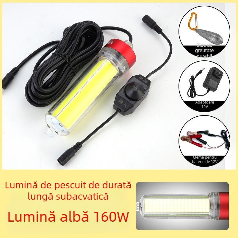 Lampă LED subacvatică pentru pescuit, carcasă ABS, impermeabilă, putere mare, încărcător inclus
