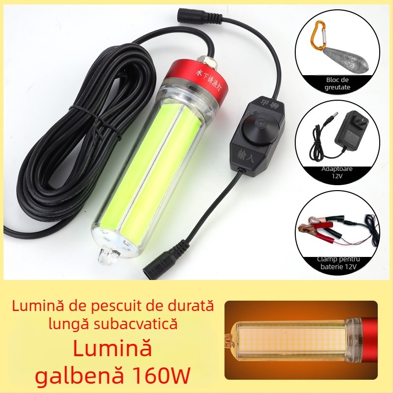 Lampă LED subacvatică pentru pescuit, carcasă ABS, impermeabilă, putere mare, încărcător inclus