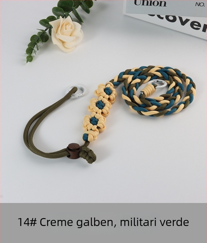 Lanyard pentru telefon cu design floral împletit, reglabil, unisex, din poliester, croitoria manuală, cataramă din plastic, Jing Orange