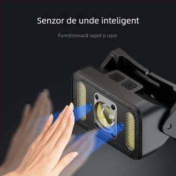 Frontala de cap pentru exterior cu COB LED, 8W, baterie 18650 1200mAh, reîncărcabilă, impermeabilă, rază până la 50 m