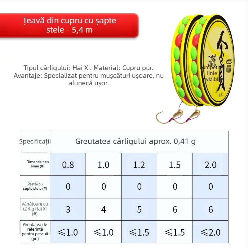Plută cu 7 stele pentru caraș, cu un singur cârlig – înaltă sensibilitate; material: fir de nailon; loc de pescuit: râu, lac, rezervor