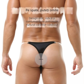 Chiloți T-String pentru bărbați din nylon, talie joasă, culoare solidă, căptușeală din bumbac, țesătură simplă