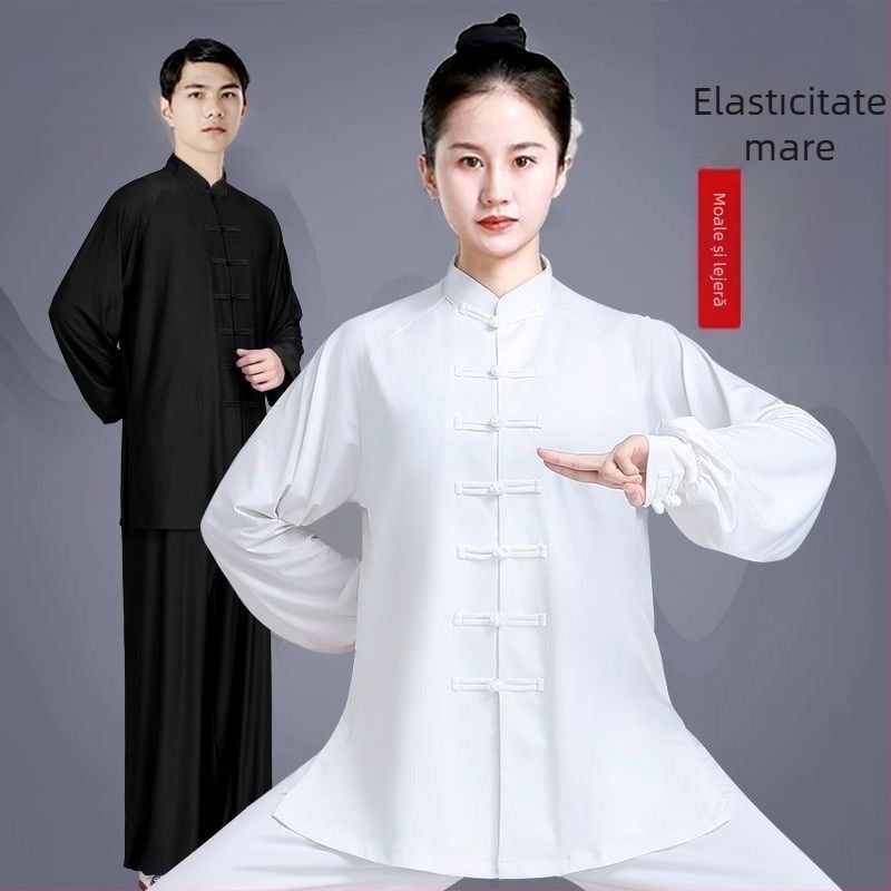 Costum Tai Chi pentru femei – țesătură bumbac-vinilon (vinilon 81–90%), căptușeală din in (81–90%), pentru persoane în vârstă
