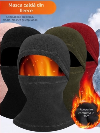 Masca de ciclism Jusuo cu căptușeală fleece HeatTech, rezistentă la vânt, protecție gât într-o singură piesă, poliester