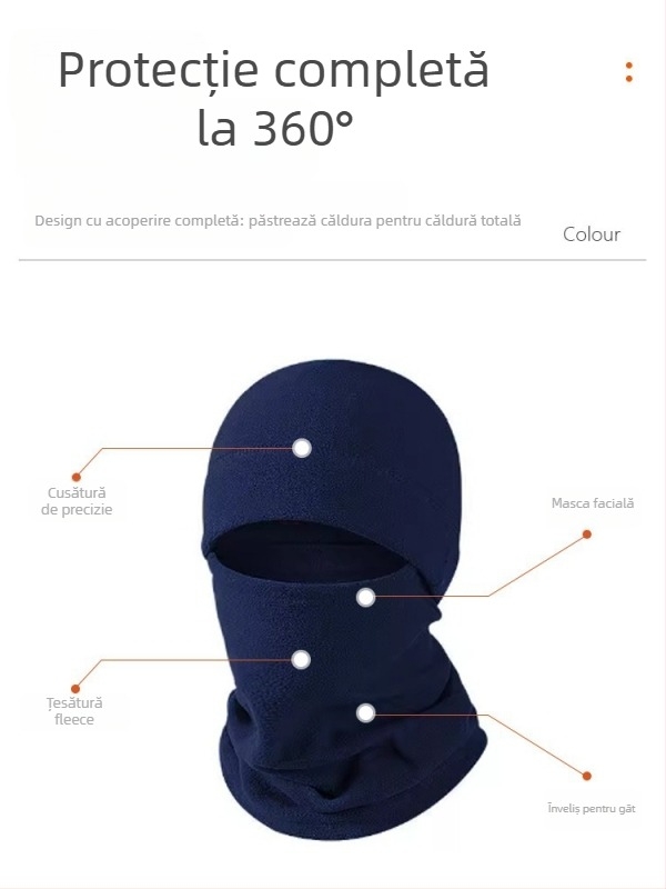 Masca de ciclism Jusuo cu căptușeală fleece HeatTech, rezistentă la vânt, protecție gât într-o singură piesă, poliester
