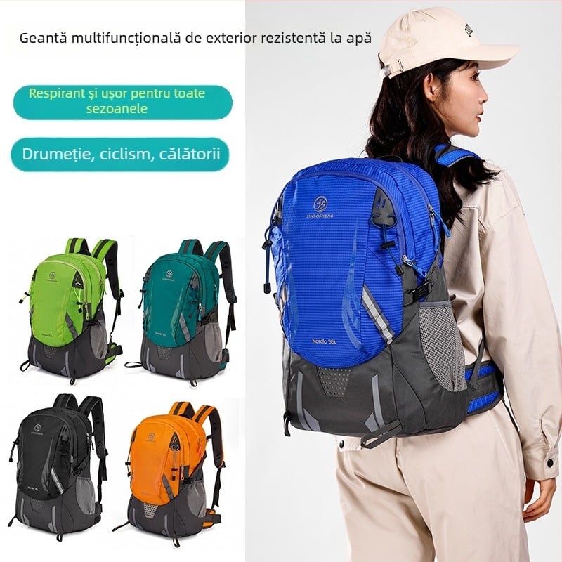 Rucsac de drumeție unisex din poliester, impermeabil și ultraușor, cu bretele de umăr curbate și căptușeală din nylon