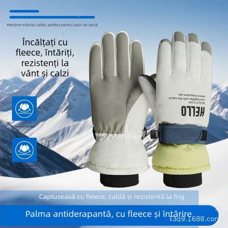 Mănuși de iarnă unisex pentru ciclism și schi, rezistente la vânt, impermeabile, compatibile cu ecran tactil, căptușite cu fleece, izolate