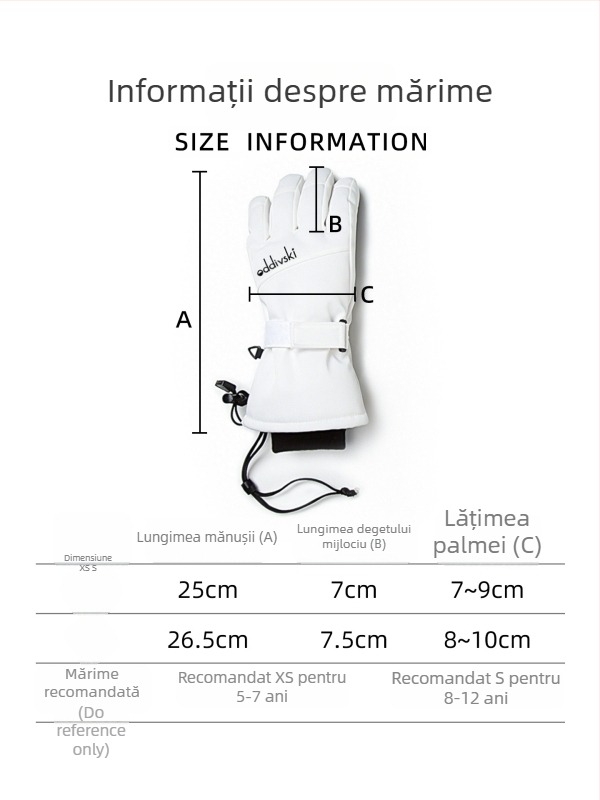 oddivski Mănuși de schi pentru copii – impermeabile, rezistente la vânt, căptușite cu fleece, exterior Oxford, căptușeală poliester, rating 20000