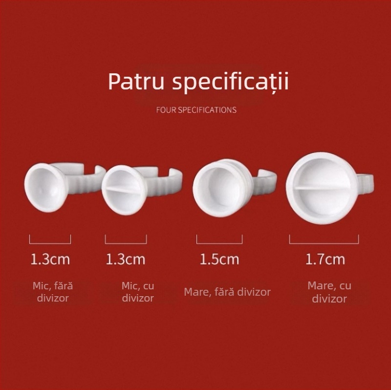 Căsuță albă din plastic dur pentru pigmenți în extensii de gene, mare dimensiune, cu model separat, recipient de pigmenți pentru semi-permanent