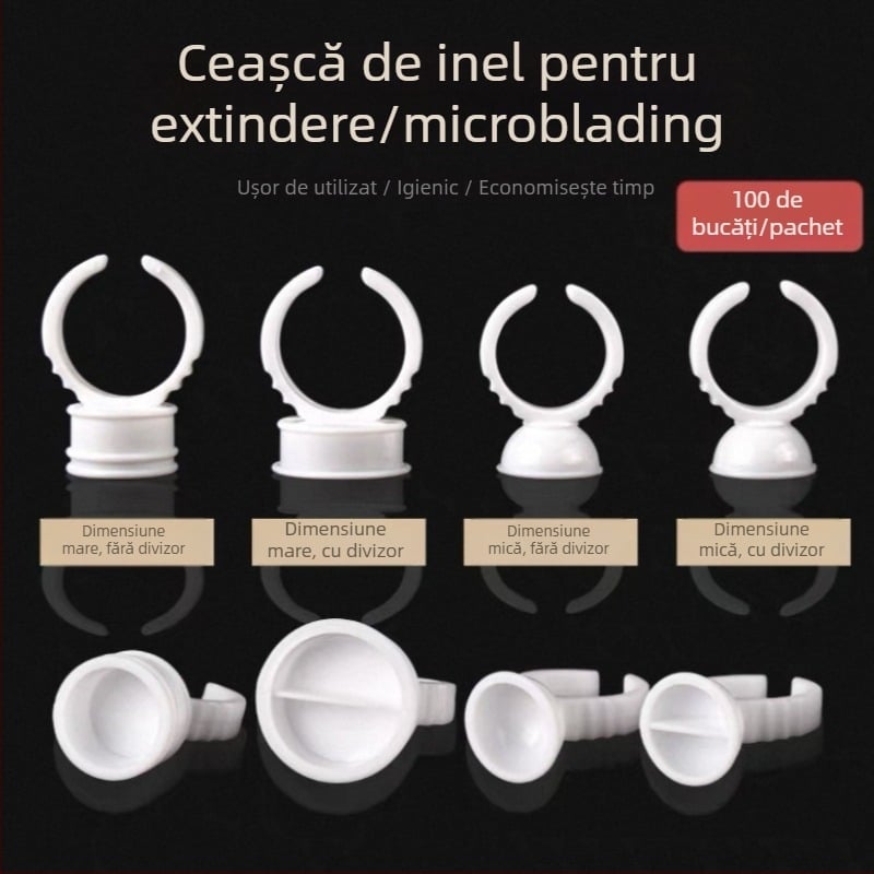 Căsuță albă din plastic dur pentru pigmenți în extensii de gene, mare dimensiune, cu model separat, recipient de pigmenți pentru semi-permanent