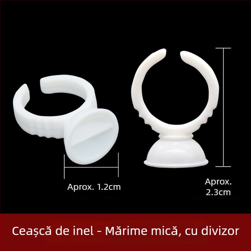 Căsuță albă din plastic dur pentru pigmenți în extensii de gene, mare dimensiune, cu model separat, recipient de pigmenți pentru semi-permanent