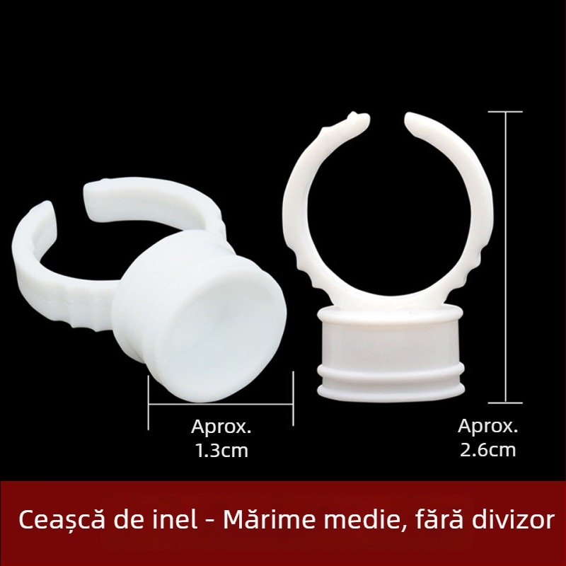 Căsuță albă din plastic dur pentru pigmenți în extensii de gene, mare dimensiune, cu model separat, recipient de pigmenți pentru semi-permanent