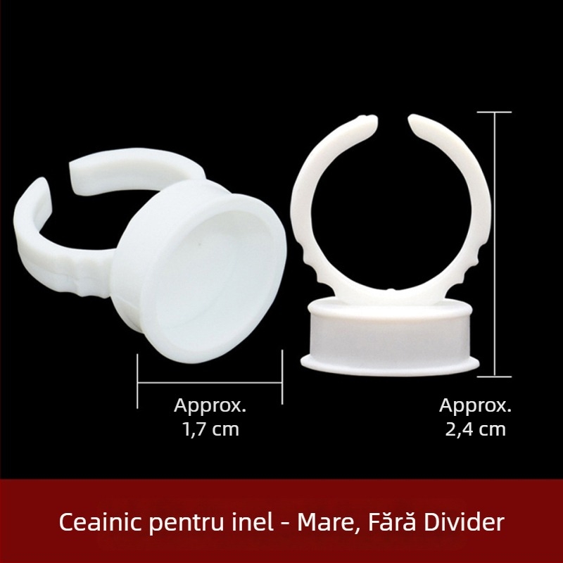 Căsuță albă din plastic dur pentru pigmenți în extensii de gene, mare dimensiune, cu model separat, recipient de pigmenți pentru semi-permanent