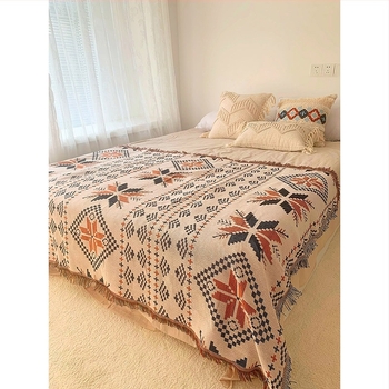 Decorațiune Jacquard pentru noptiere, stil boem etnic, imprimeu geometric abstract, poliester, personalizabil, imprimare de logo disponibil