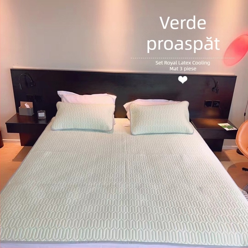 Set din latex natural, trei piese, covoraș de răcire pliabil, conținut latex >90%, țesătură imprimată