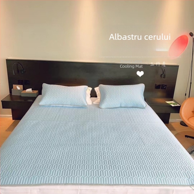 Set din latex natural, trei piese, covoraș de răcire pliabil, conținut latex >90%, țesătură imprimată