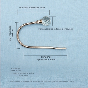 Cârlig pentru perdea din aliaj metalic, accente cristalice, design modern minimalist, montaj pe perete.