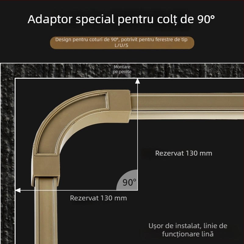 Șină de perdea din aliaj de aluminiu, cu două șine, alunecare silențioasă, montaj superior