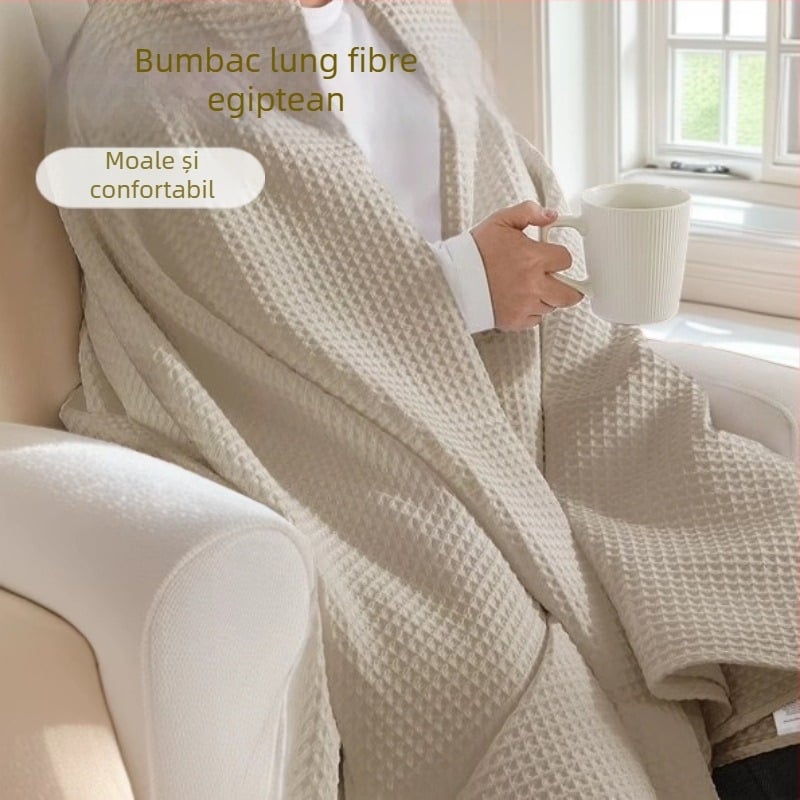 Cuvertură pentru canapea din bumbac, textură fagur, stil minimalist modern, patru sezoane, greutate 300–499 g