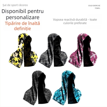 Prosop de sport din microfibră cu glugă, design shawl — răcoros, absorbant la transpirație, uscare rapidă, imprimare logo, personalizabil