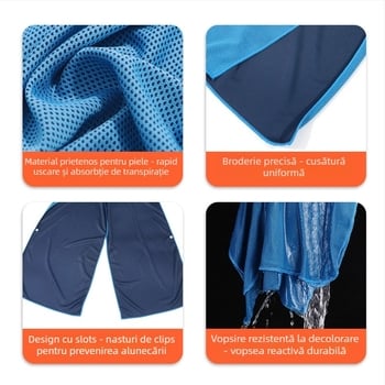 Prosop de sport din microfibră cu glugă, design shawl — răcoros, absorbant la transpirație, uscare rapidă, imprimare logo, personalizabil