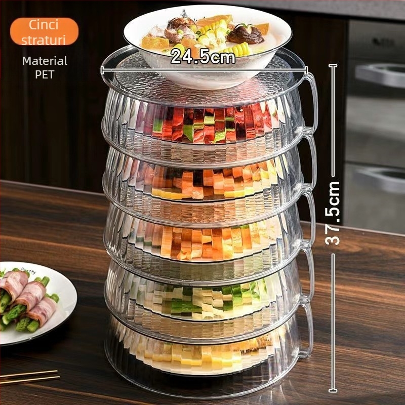 Raft depozitare bucătărie din PET, multistrat, cu izolație și protecție pentru praf pentru legume și resturi