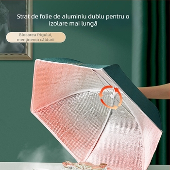 Capac izolant pentru vase de bucătărie pentru uz casnic (Brand Caberry; Materiale: pânză Oxford + bumbac izolant + folie de aluminiu; Funcții: izolare, protecție împotriva prafului)