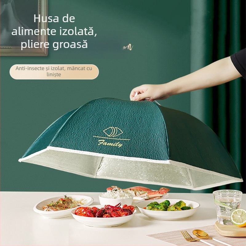 Capac izolant pentru vase de bucătărie pentru uz casnic (Brand Caberry; Materiale: pânză Oxford + bumbac izolant + folie de aluminiu; Funcții: izolare, protecție împotriva prafului)