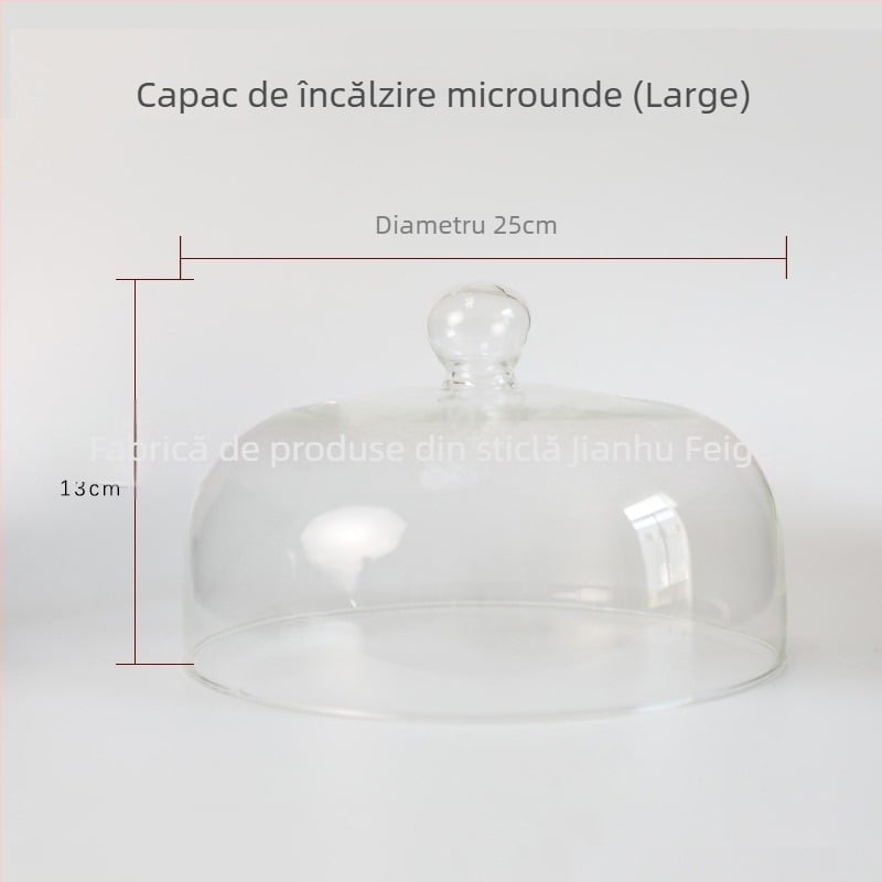 Capac de microunde pentru alimente, sticlă termorezistentă, multifuncțional, izolație și protecție împotriva prafului (sticlă termorezistentă; multifuncțional; izolație; protecție împotriva prafului; personalizabil după desene)