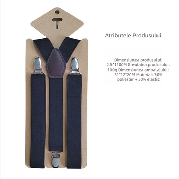 Bretele unisex cu 3 clips, reglabile, cross-back, elastice din poliester