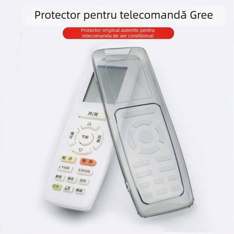 Husă de protecție pentru telecomanda de la aerul condiționat Gree - silicon, transparentă, antipraf, rezistentă la apă, universală, anticadere